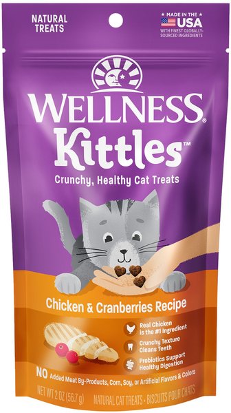 Wellness Kittles Grain-Free Chicken & Cranberries Recipe Crunchy Cat Treats, 2-oz bag slide 1 of 7