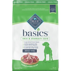 Blue Buffalo Basics Skin & Stomach Care Grain-Free Formula Lamb & Potato Recipe Adult Dry Dog Food, 11-lb bag