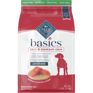 Blue Buffalo Basics Skin & Stomach Care Grain-Free Formula Salmon & Potato Recipe Adult Dry Dog Food, 4-lb bag