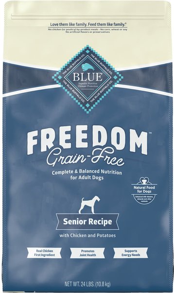 Blue Buffalo Freedom Senior Chicken Recipe Grain-Free Dry Dog Food, 24-lb bag slide 1 of 9