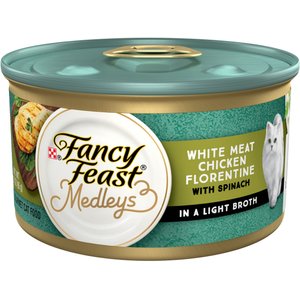 Fancy Feast Medleys White Meat Chicken Florentine Canned Cat Food, 3-oz, case of 24