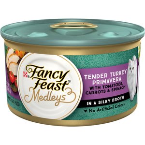 Fancy Feast Medleys Tender Turkey Primavera Canned Cat Food, 3-oz, case of 24