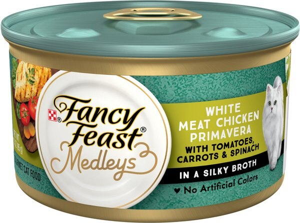 Fancy Feast Medleys White Meat Chicken Primavera Canned Cat Food, 3-oz, case of 24 slide 1 of 11