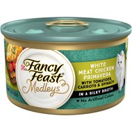 Fancy Feast Medleys White Meat Chicken Primavera Canned Cat Food, 3-oz, case of 24