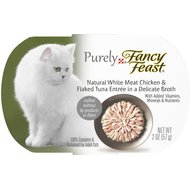 Fancy Feast Purely White Meat Chicken & Flaked Tuna Wet Cat Food, 2-oz tray, case of 10