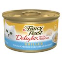 Fancy Feast Delights with Cheddar Grilled Tuna & Cheddar Cheese Feast in Gravy Canned Cat Food, 3-oz, case of 24