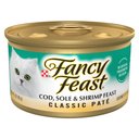Fancy Feast Classic Pate Cod, Sole & Shrimp Feast Canned Cat Food, 3-oz, case of 24