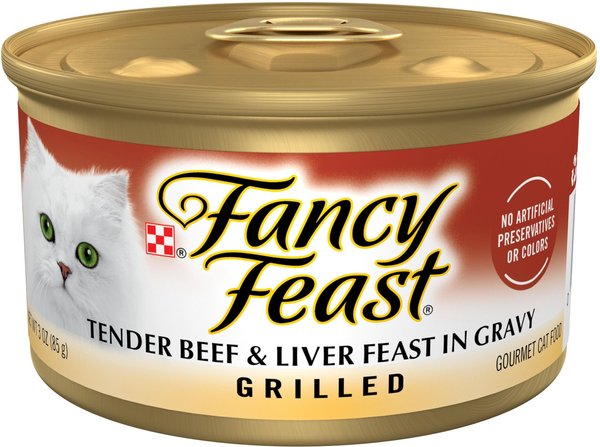 Fancy Feast Grilled Tender Beef & Liver Feast in Gravy Canned Cat Food, 3-oz, case of 24 slide 1 of 10