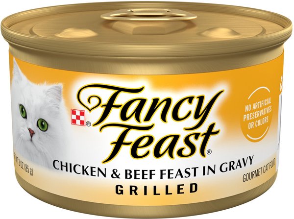 Fancy Feast Grilled Chicken & Beef Feast in Gravy Canned Cat Food, 3-oz, case of 24 slide 1 of 10