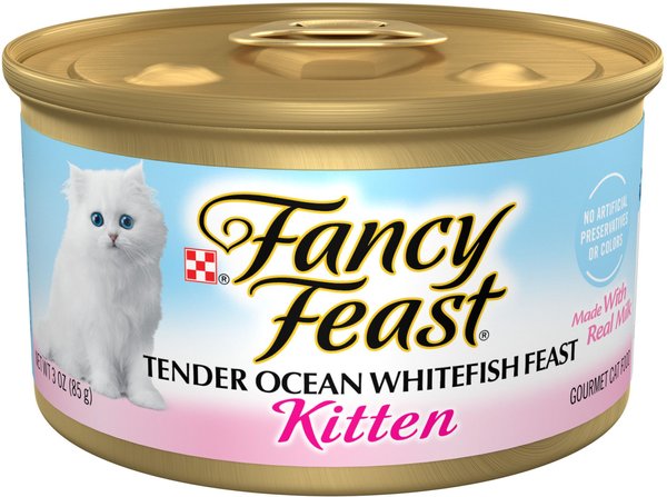 Fancy Feast Kitten Tender Ocean Whitefish Feast Canned Cat Food, 3-oz, case of 24 slide 1 of 11