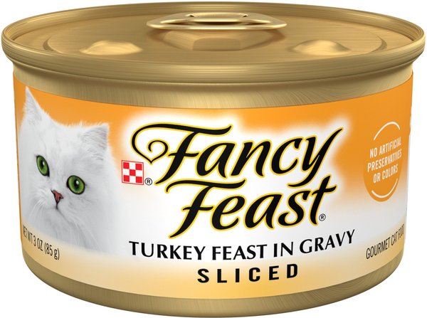 Fancy Feast Sliced Turkey Feast in Gravy Canned Cat Food, 3-oz, case of 24 slide 1 of 11