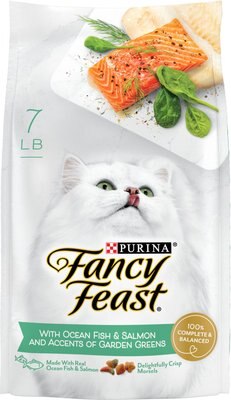 Fancy Feast Gourmet Ocean Fish & Salmon & Accents of Garden Greens Dry Cat Food, slide 1 of 1