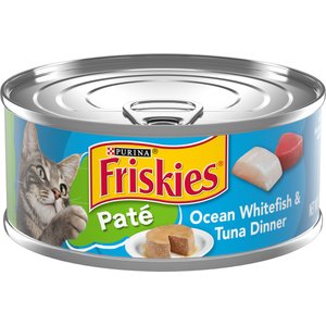 Friskies Classic Pate Ocean Whitefish & Tuna Dinner Canned Cat Food, 5.5-oz, case of 24