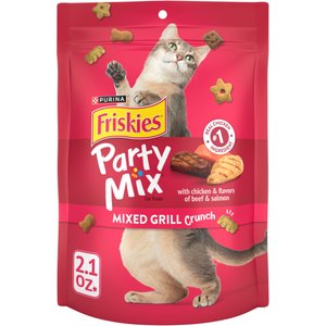 Purina Friskies Party Mix Mixed Grill Crunch Cat Treats, 2.1-oz bag