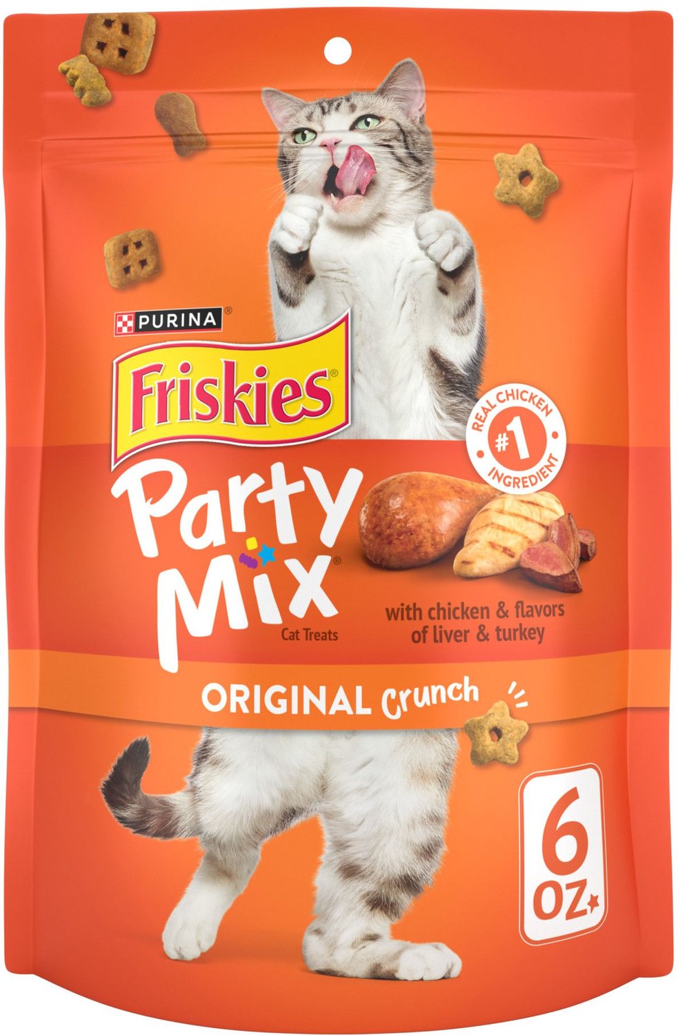 FRISKIES Party Mix Crunch Original Cat Treats, 6oz bag