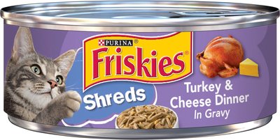 Friskies Savory Shreds Turkey & Cheese Dinner in Gravy Canned Cat Food, slide 1 of 1