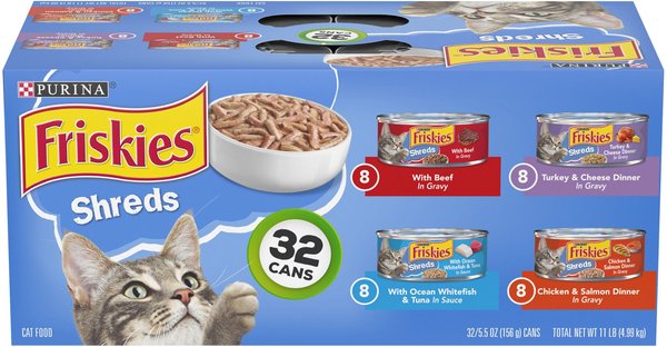 Friskies Shreds Variety Pack Canned Cat Food, 5.5-oz can, case of 32 slide 1 of 9