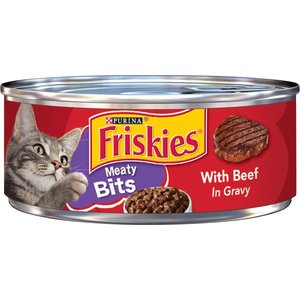 Friskies Meaty Bits with Beef in Gravy Canned Cat Food, 5.5-oz, case of 24