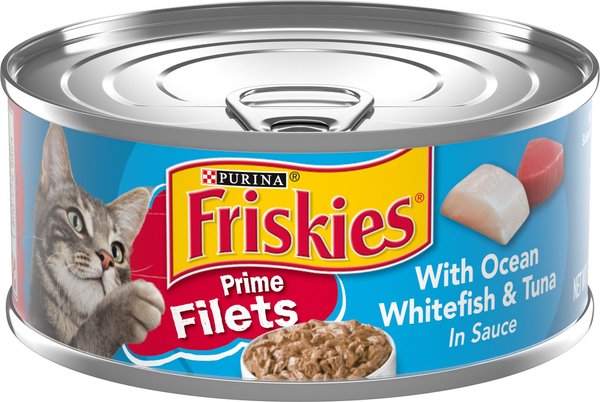 Friskies Prime Filets with Ocean Whitefish & Tuna in Sauce Canned Cat Food, 5.5-oz, case of 24 slide 1 of 11