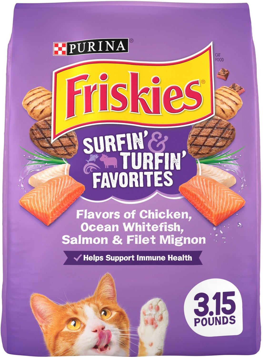 FRISKIES Surfin' & Turfin' Favorites Dry Cat Food, 3.15lb bag