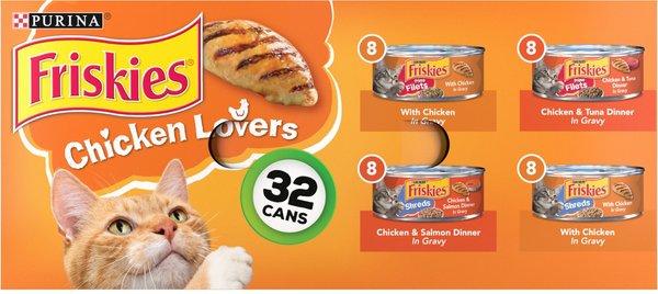 Friskies Chicken Lovers Variety Pack Canned Cat Food, 5.5-oz, case of 32 slide 1 of 11