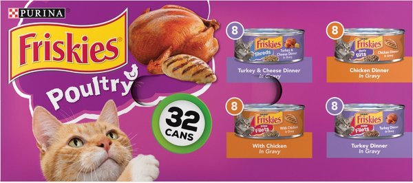 Friskies Poultry Variety Pack Canned Cat Food, 5.5-oz, case of 32 slide 1 of 11