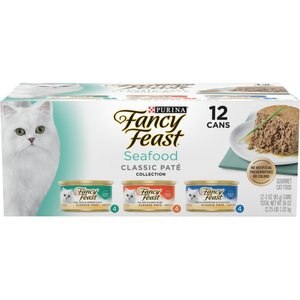 Fancy Feast Classic Seafood Feast Variety Pack Canned Cat Food, 3-oz, case of 12
