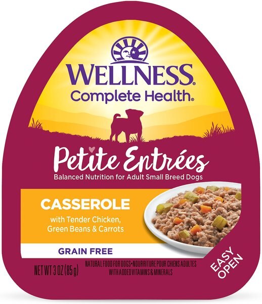 Wellness Petite Entrees Casserole with Tender Chicken, Green Beans & Carrots Grain-Free Wet Dog Food, 3-oz, case of 24 slide 1 of 9