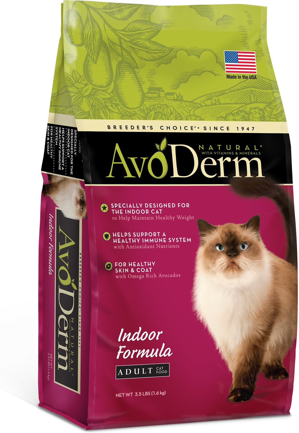 AvoDerm Natural Indoor Hairball Care Formula Adult Dry Cat Food, 3.5lb