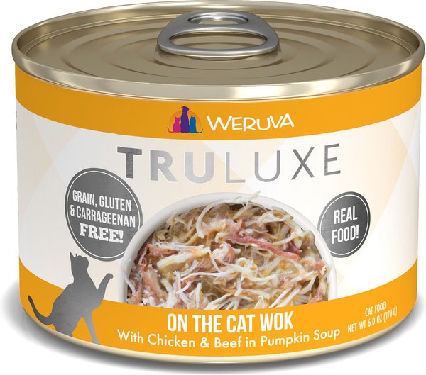 Weruva Truluxe On The Cat Wok with Chicken & Beef in Pumpkin Soup Grain-Free Canned Cat Food, 6-oz, case of 24 slide 1 of 10