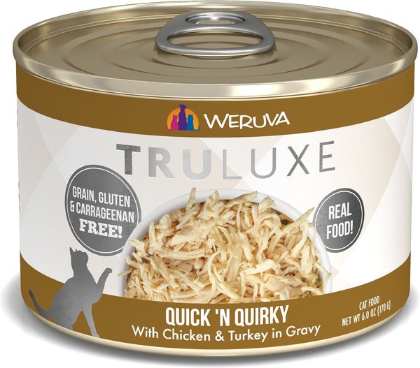 Weruva Truluxe Quick 'N Quirky with Chicken & Turkey in Gravy Grain-Free Canned Cat Food, 6-oz, case of 24 slide 1 of 10