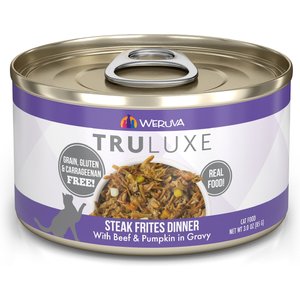 Weruva Truluxe Steak Frites with Beef & Pumpkin in Gravy Grain-Free Canned Cat Food, 3-oz, case of 24