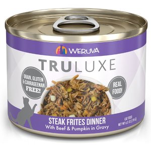 Weruva Truluxe Steak Frites with Beef & Pumpkin in Gravy Grain-Free Canned Cat Food, 6-oz, case of 24