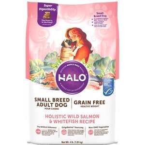 Halo Holistic Healthy Weight Small Breed Grain-Free Wild Salmon & Whitefish Dry Dog Food, 4-lb bag