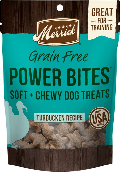 Merrick Power Bites Turducken Recipe Grain-Free Soft & Chewy Dog Treats, 6-oz bag slide 1 of 9