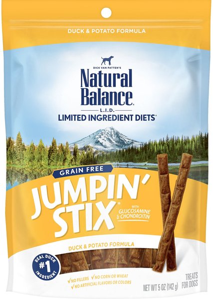 Natural Balance Limited Ingredient Diets Jumpin’ Stix Duck & Potato Formula Dog Treats, 5-oz bag slide 1 of 9