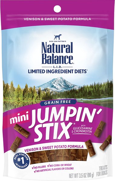 Natural Balance Limited Ingredient Diets Mini Jumpin’ Stix Venison & Sweet Potato Formula Dog Treats, 3.5-oz bag slide 1 of 9