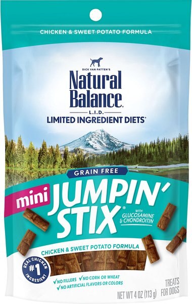 Natural Balance Limited Ingredient Diets Mini Jumpin’ Stix Chicken & Sweet Potato Formula Dog Treats, 4-oz bag slide 1 of 9