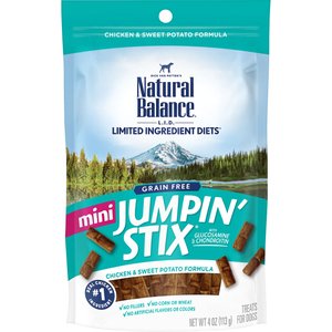 Natural Balance Limited Ingredient Diets Mini Jumpin’ Stix Chicken & Sweet Potato Formula Dog Treats, 4-oz bag