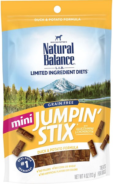 Natural Balance Limited Ingredient Diets Mini Jumpin’ Stix Duck & Potato Formula Dog Treats, 4-oz bag slide 1 of 9