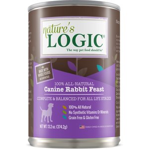 Nature's Logic Canine Rabbit Feast All Life Stages Grain-Free Canned Dog Food, 13.2-oz, case of 12