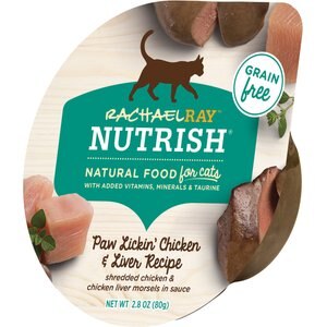 Rachael Ray Nutrish Paw Lickin' Chicken & Liver Recipe Natural Grain-Free Wet Cat Food, 2.8-oz, case of 24