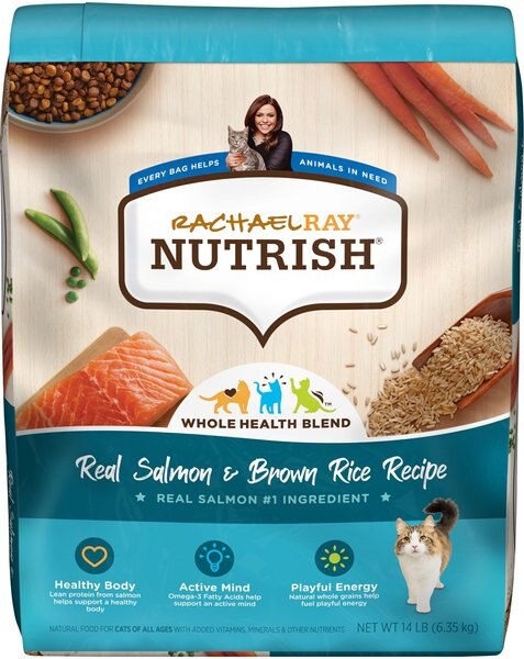 Rachael Ray Nutrish Natural Salmon & Brown Rice Recipe Dry Cat Food, 14-lb bag slide 1 of 8