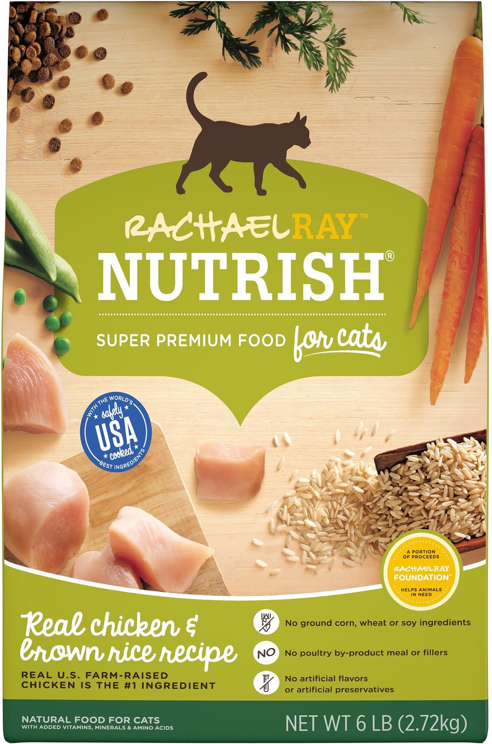 RACHAEL RAY NUTRISH Natural Chicken & Brown Rice Recipe Dry Cat Food, 6