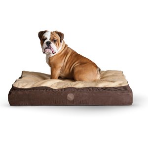 K&H Pet Products Feather-Top Orthopedic Pillow Dog Bed, Chocolate, Large