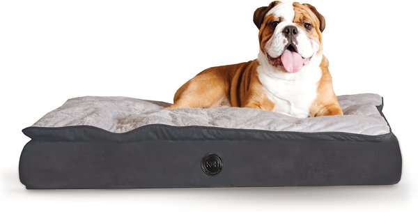 K&H Pet Products Feather-Top Orthopedic Pillow Dog Bed, Charcoal, Jumbo slide 1 of 9
