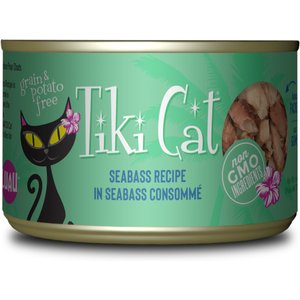 Tiki Cat Oahu Luau Seabass in Seabass Consomme Grain-Free Canned Cat Food, 6-oz, case of 8
