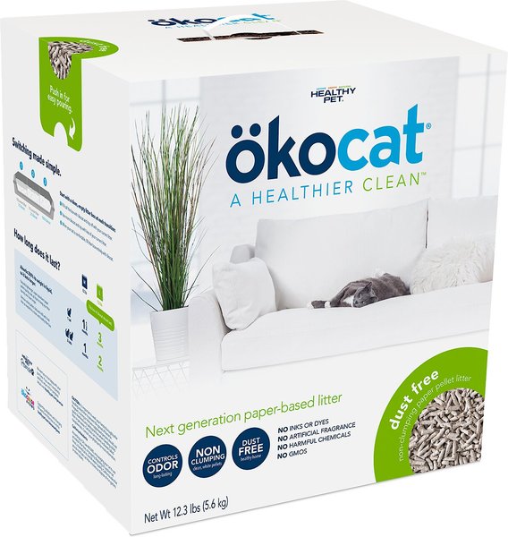 Okocat Dust-Free Unscented Non-Clumping Paper Pellet Cat Litter, 8.2-lb box slide 1 of 11