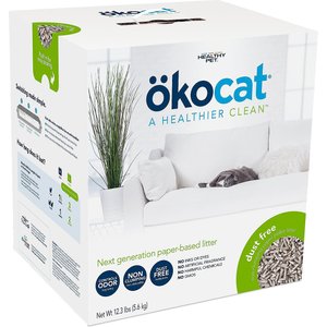 Okocat Natural Unscented Non-Clumping Paper Cat Litter, 12.3-lb box