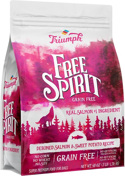 Triumph Free Spirit Grain-Free Deboned Salmon & Sweet Potato Recipe Dry Dog Food, 3-lb bag slide 1 of 2